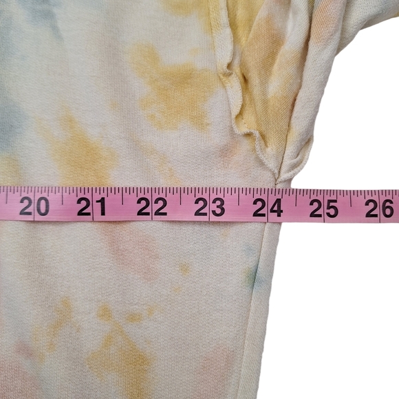Knox Rose Medium Yellow Tie Dye Pastel Multicolor Long Ruffle Trim Sleeve Top - Picture 8 of 9